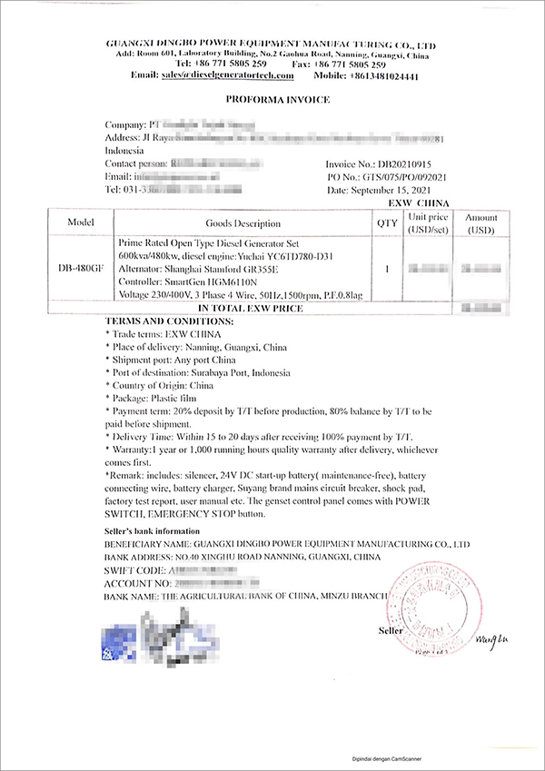 1臺480KW玉柴柴油機配斯坦福發(fā)發(fā)電機組出口印度尼西亞